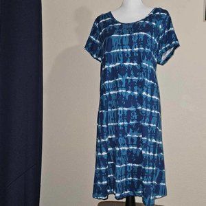 Foxxy Aqua White and Blue Tie Dye Dress 1X